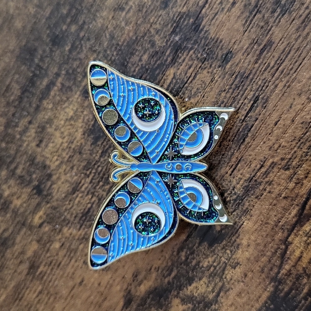 Moon Phase Butterfly Enamel Pin